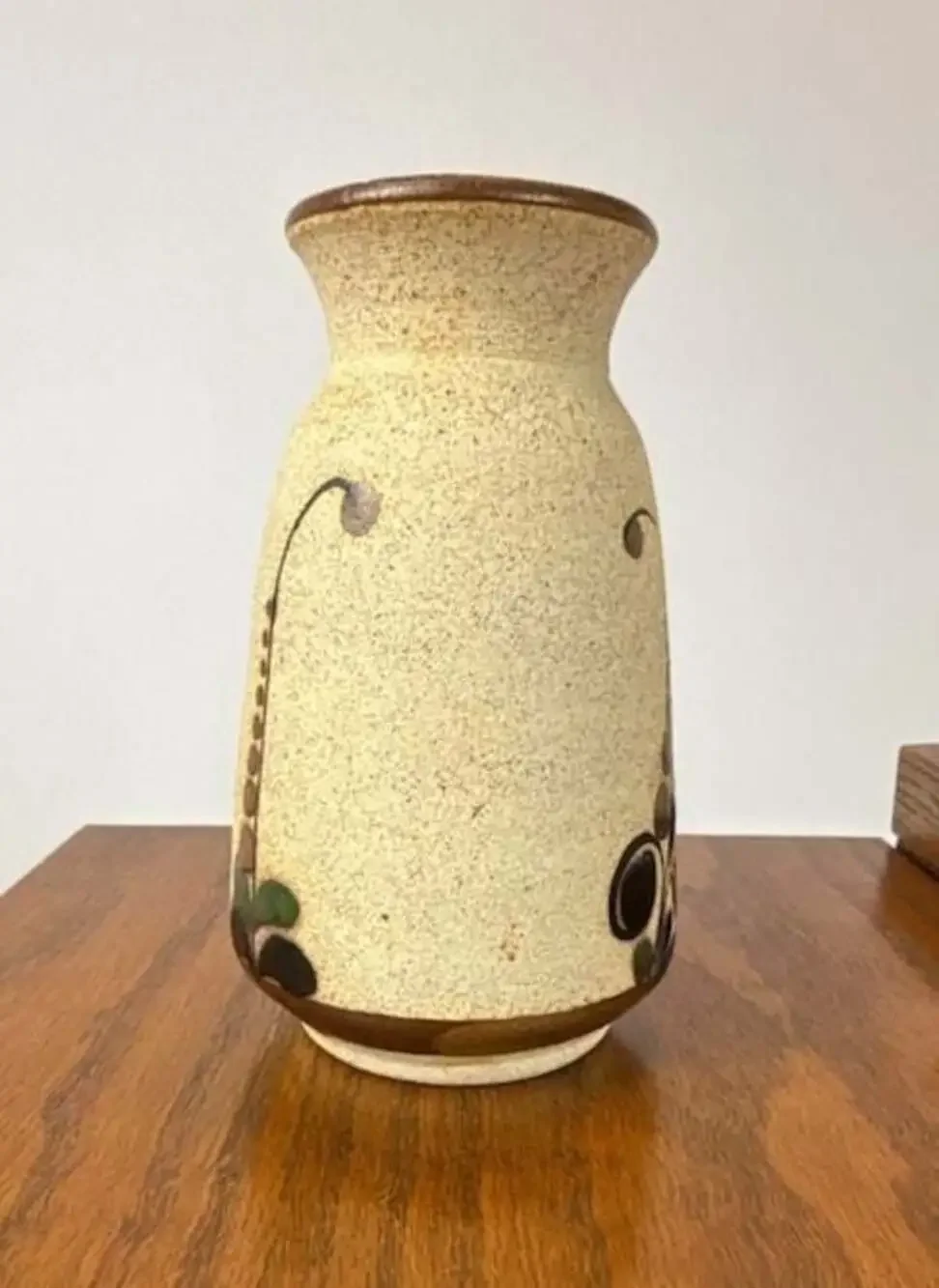 Vintage Z Mex Tonala Mexican Folk Art Hand Painted Sandstone Pottery Vase